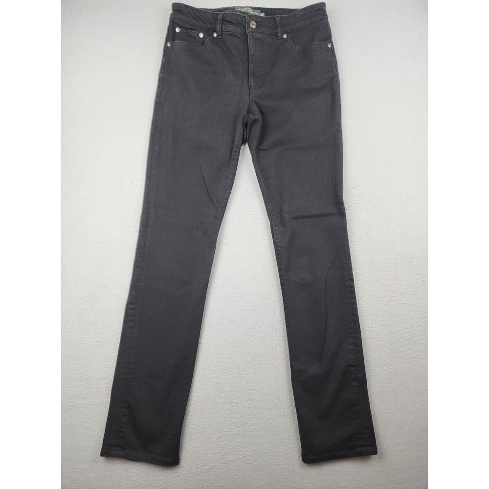 Ralph Lauren Jeans Co Heritage Jeans Womens 8 Charcoal Mid Rise Straight Stretch